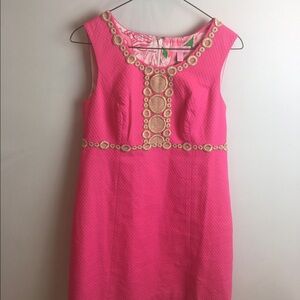 Rosie Square Shift Neck Dress in Hotty Pink